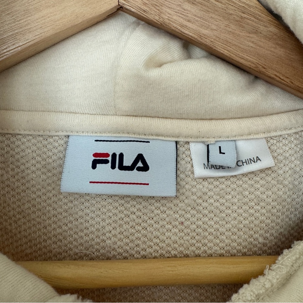 FILA MTN Adam ecru Sherpa crop hoodie fluffy cream beige size Large - Picture 4 of 6